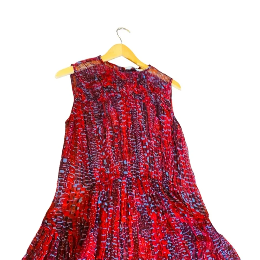 Label Ritu Kumar Red Viscose Sheer Snakeskin Dress Size Medium - Picture 3 of 5